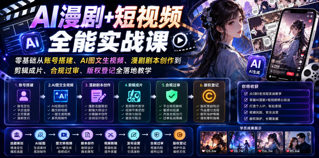 AI漫剧正在全面接管短视频赛道！C导全能实战课全泄露：剧本+分镜+生图+视频+剪辑+变现，一套课搞定所有！
