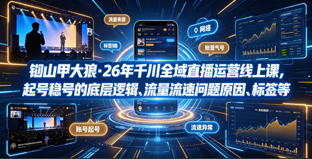 别再乱投千川了！大狼老师26年全域课全泄露：起号稳号底层逻辑+打标签方法+人货场匹配，一套课讲透直播运营本质！