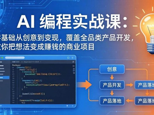 生财有木AI编程变现教程：从0到1搭建SaaS工具+出海日入千刀，零代码也能做的副业指南
