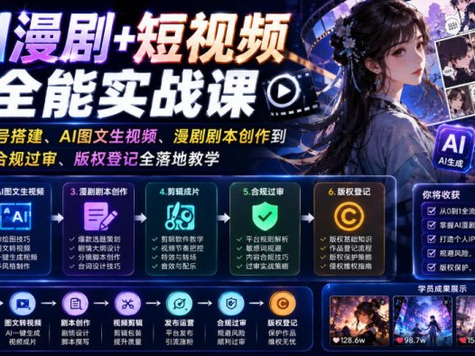 AI漫剧正在全面接管短视频赛道！C导全能实战课全泄露：剧本+分镜+生图+视频+剪辑+变现，一套课搞定所有！