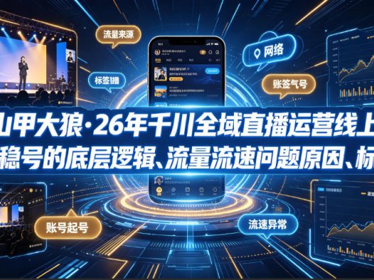 别再乱投千川了！大狼老师26年全域课全泄露：起号稳号底层逻辑+打标签方法+人货场匹配，一套课讲透直播运营本质！