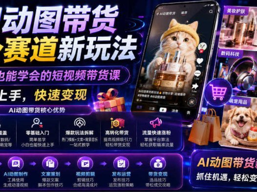 不会拍视频、不想真人出镜？诺诺AI动图带货课全泄露：用AI把静态商品图变成带货视频，多个赛道同时跑，总有一条能爆！
